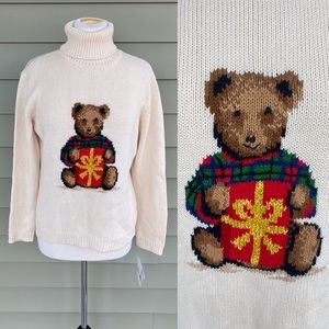 NWT Liz Claiborne Christmas Bear Sweater Holiday